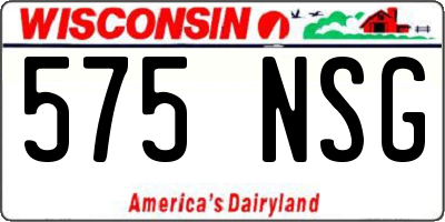 WI license plate 575NSG