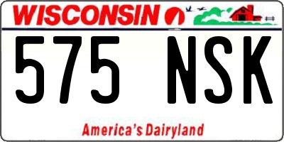 WI license plate 575NSK