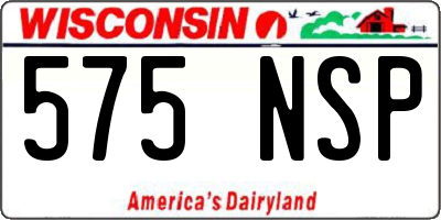 WI license plate 575NSP