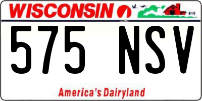 WI license plate 575NSV