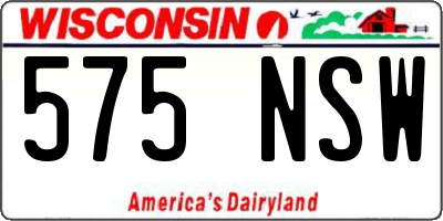 WI license plate 575NSW