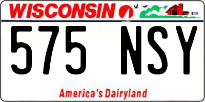 WI license plate 575NSY