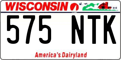 WI license plate 575NTK