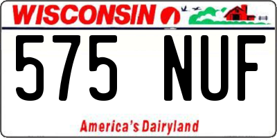 WI license plate 575NUF