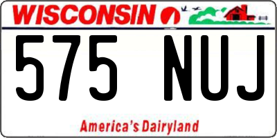 WI license plate 575NUJ