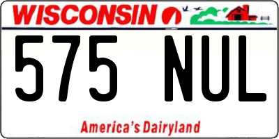 WI license plate 575NUL