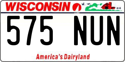 WI license plate 575NUN