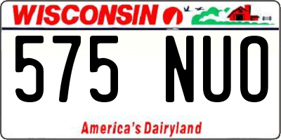 WI license plate 575NUO