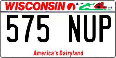 WI license plate 575NUP