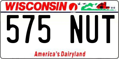 WI license plate 575NUT