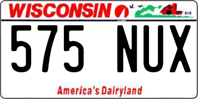 WI license plate 575NUX