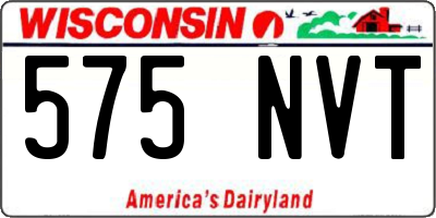WI license plate 575NVT