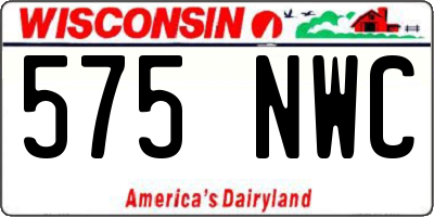 WI license plate 575NWC