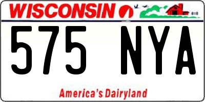 WI license plate 575NYA