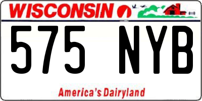 WI license plate 575NYB