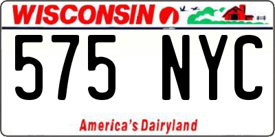 WI license plate 575NYC