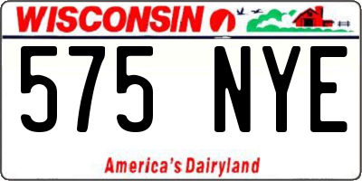 WI license plate 575NYE