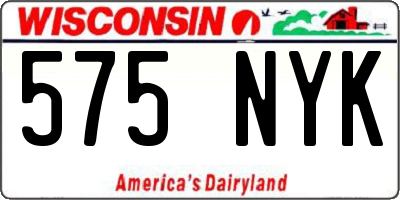 WI license plate 575NYK