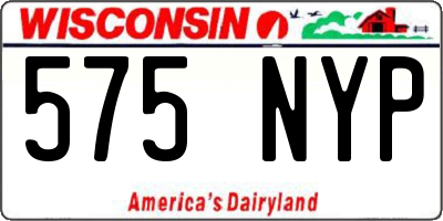 WI license plate 575NYP