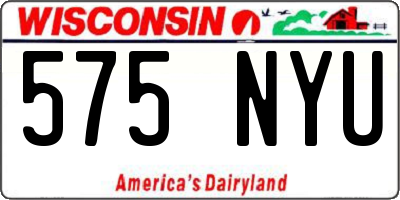 WI license plate 575NYU