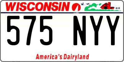 WI license plate 575NYY