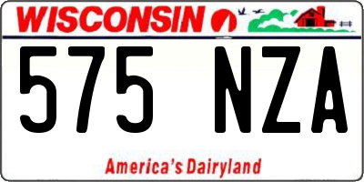 WI license plate 575NZA