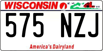 WI license plate 575NZJ