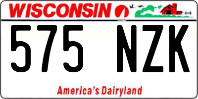 WI license plate 575NZK