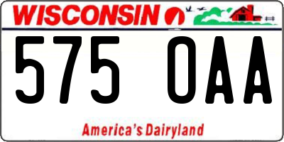 WI license plate 575OAA