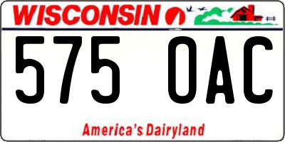 WI license plate 575OAC