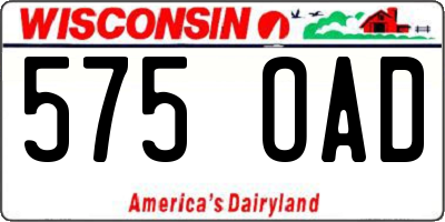 WI license plate 575OAD