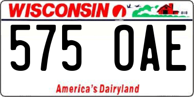 WI license plate 575OAE