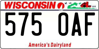 WI license plate 575OAF