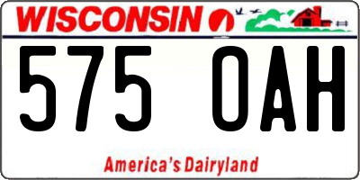 WI license plate 575OAH