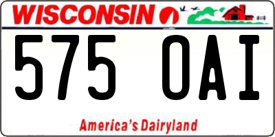 WI license plate 575OAI