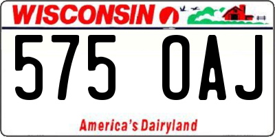 WI license plate 575OAJ