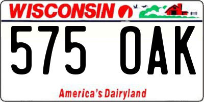 WI license plate 575OAK