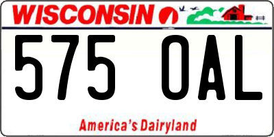 WI license plate 575OAL