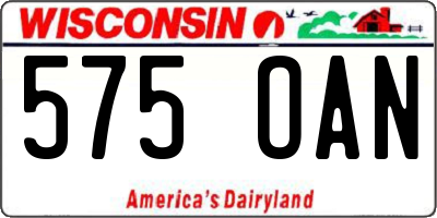 WI license plate 575OAN
