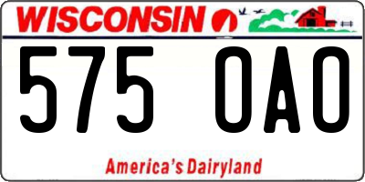 WI license plate 575OAO