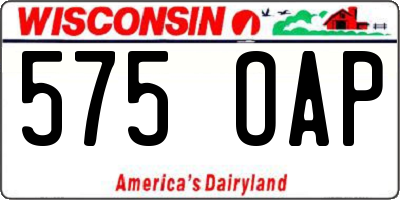 WI license plate 575OAP