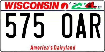 WI license plate 575OAR