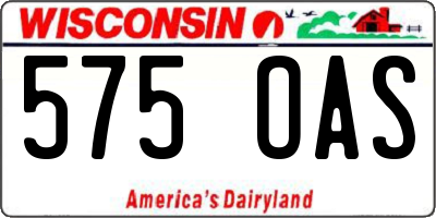 WI license plate 575OAS