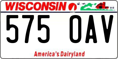 WI license plate 575OAV