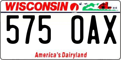 WI license plate 575OAX