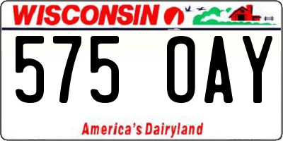 WI license plate 575OAY