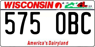 WI license plate 575OBC