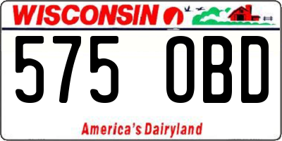 WI license plate 575OBD