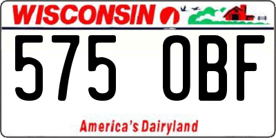 WI license plate 575OBF