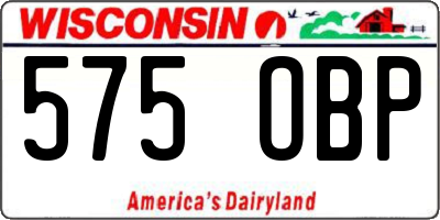 WI license plate 575OBP